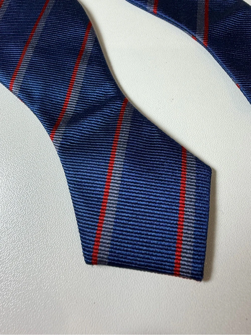 J. Crew The Bow Tie 100% Silk Navy and Red Striped Adjustable Bow Tie